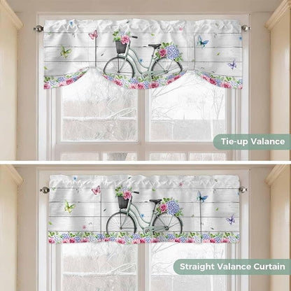 Spring Tie Up Valance Curtains for Windows, Kitchen Curtains Window Shades - Image 5
