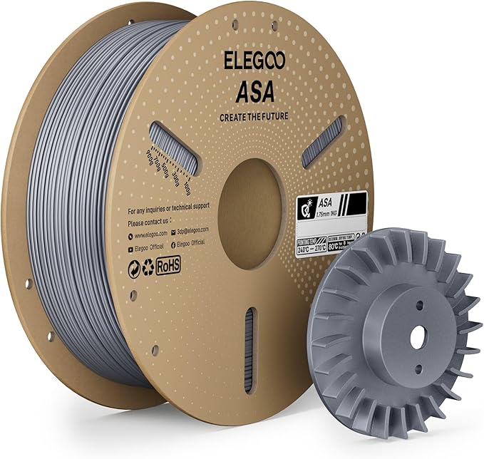 ELEGOO ASA Filament 1.75mm Gray 1KG, UV & Weather Resistant 3D Printer Filament by ELEGOO