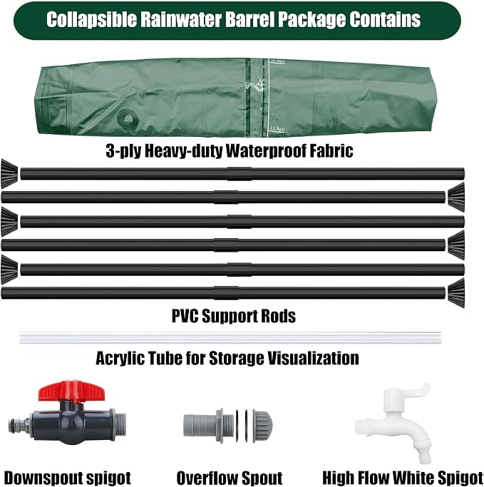 THUNDERBAY 60 Gallon Collapsible Rain Barrel, Portable Rain Barrels to Collect - Image 3
