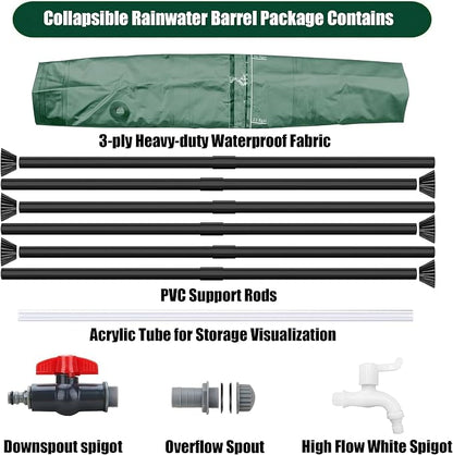 THUNDERBAY 53 Gallon Collapsible Rain Barrel, Portable Rain Barrels to Collect - Image 3