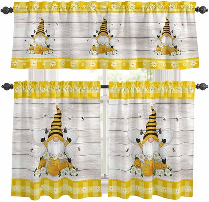 Yellow Gnomes Kitchen Curtains Set 3 Piece by Unknown
