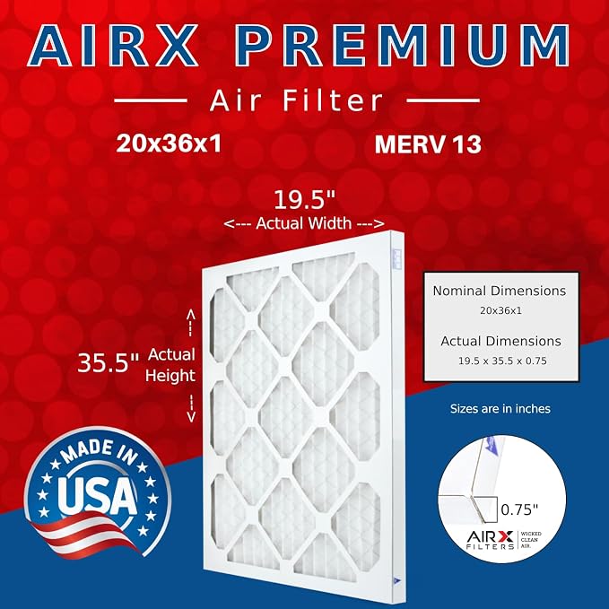 AIRX FILTERS WICKED CLEAN AIR 20x36x1 MERV 13 Electrostatic Pleated Air - Image 2