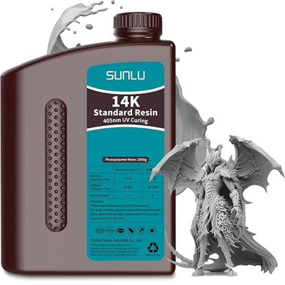 SUNLU 14K High Precision 3D Printer Resin 2KG, Standard 3D Printing Resin by SUNLU