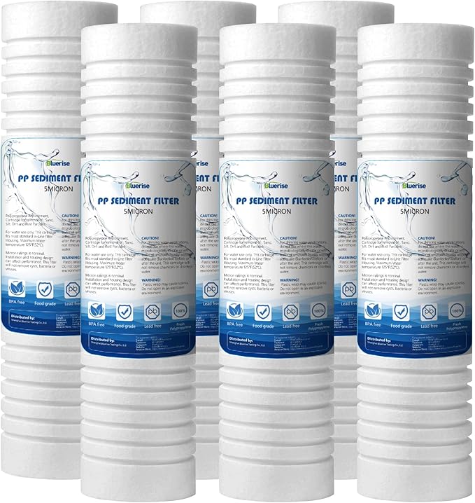 BLUERISE 5 Micron 10" x 2.5" Water Filter Replacement Whole House Sediment Home by Bluerise