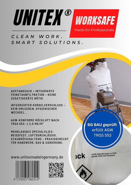 5-Pack UNITEX® WORKSAFE 16-20 Gal Disposable Filter Bags – 2-in-1 System - Image 5