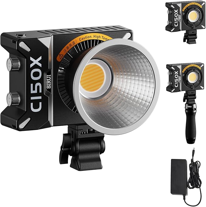 SIRUI Super Bulbs C150X 150W LED Video Light, COB Portable Photography Camera Light Bi-Color 2800K-6500K with Reflector Bluetooth App Brightness Control Continuous Output Lighting (C150X-COMBO-AM)