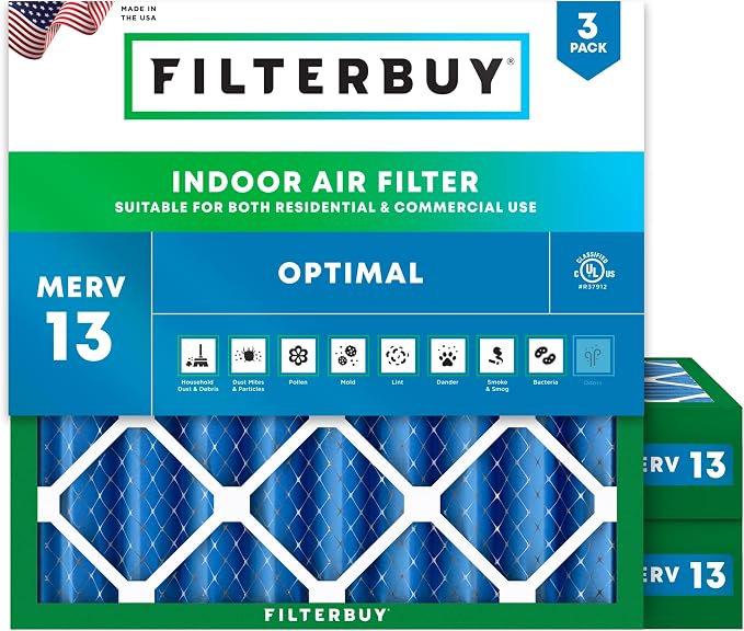 Filterbuy 20x20x4 Air Filter MERV 13 Optimal Smoke & Allergy Defense, by Filterbuy
