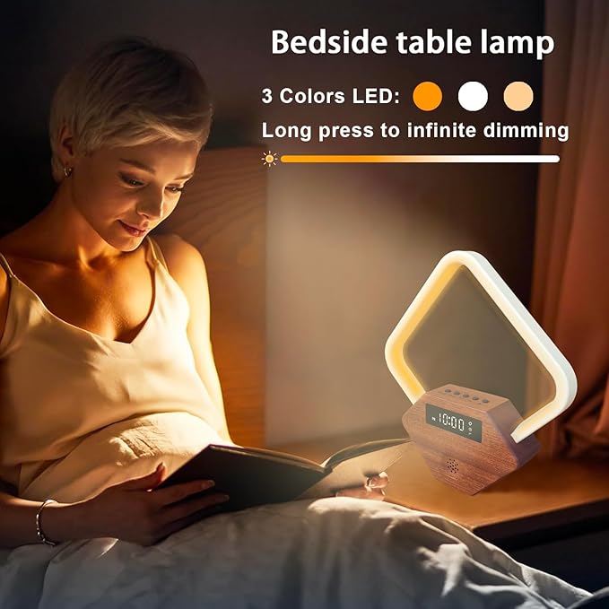 Xunhomon Sunrise Alarm Clock for Bedrooms Heavy Sleepers 15 Sleep Sounds White Noise Machine Baby/Adults 3 Color Table Lamp 10 Ringtones with PD22.5W USB C Fast Charger Birthday Gifts for Women