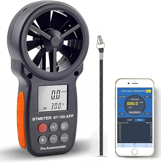 BTMETER BT-100APP Anemometer w/Wireless Bluetooth, Digital Handheld Wind Speed by BTMETER