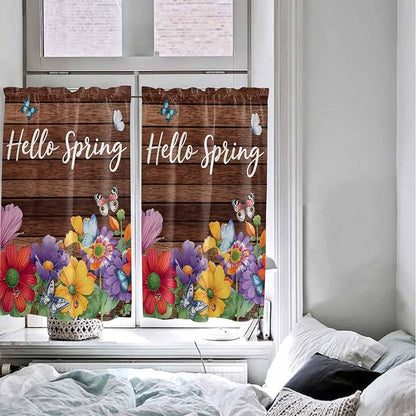 Spring Flowers Kitchen Curtains 45 Inches length, Watercolor Farmhouse Colorful - Image 5
