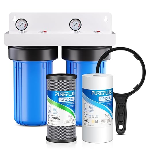 PUREPLUS 2-Stage Whole House Water Filtration System, NSF/ANSI 42 Certified by PUREPLUS