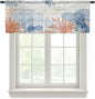 Ocean Corals Sheer Valance Curtains, Summer Beach Coral Sea Stars Wood Grain by Houseown