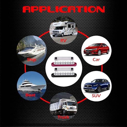 8 x M5 (#10) Studs Power Distribution Block Bus Bar 12V, Ampper 5.9" HD 120A Marine BusBar Battery Distribution Block W/Cover for Car Boat Solar (Red & Black)