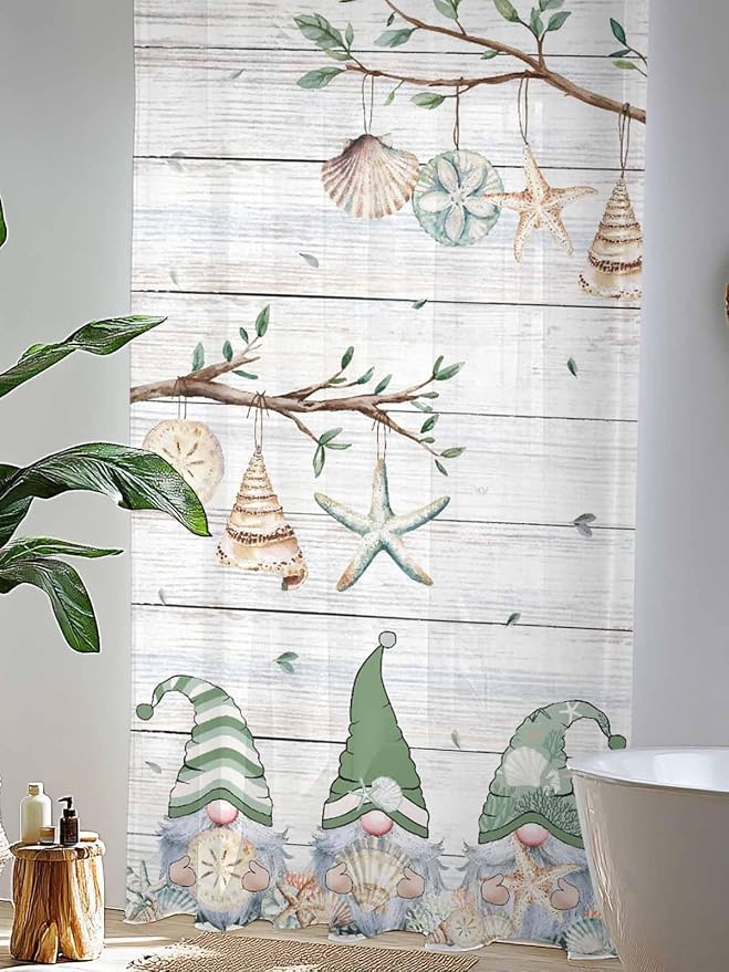 Sheer Curtains 108 Inches Long, Sage Green Gnomes Semi Sheer Curtains Light - Image 4