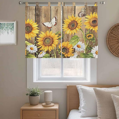Farmhouse Sunflowers Kitchen Curtains 45 Inch Length, Short Cafe Window - Image 9