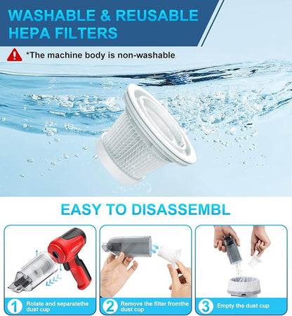 Car Vacuum Portable Cordless, 4 in 1 Mini Vacuum Cleaner Hight Power, 12000Pa - Image 5