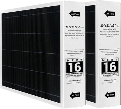 2 Pack Y6604 20x26x5 Air Filter MERV 16, Replacement by Unknown