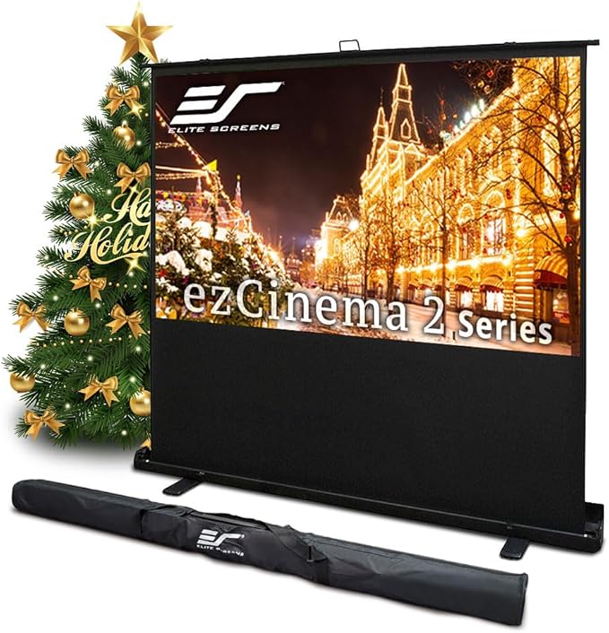 Elite Screens ezCinema 2 Projector Screen, 84-inch 16:9, Manual Floor Pull Up Scissor Backed Portable Home Office Classroom Front Projection + Carrying Bag | US Based Company 2-Year Warranty, F84XWH2