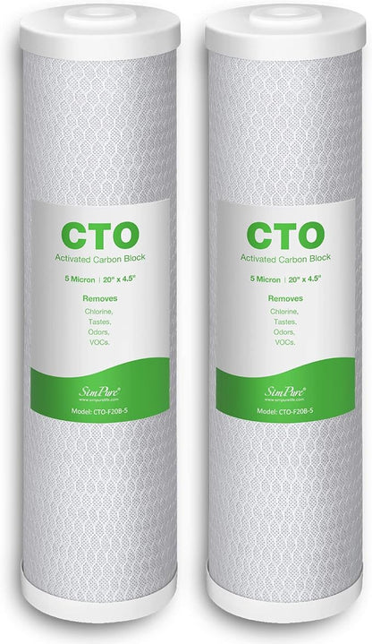 SimPure Whole House Water Filter Cartridges 5 Micron 20" x 4.5" CTO Activated by SimPure_Water