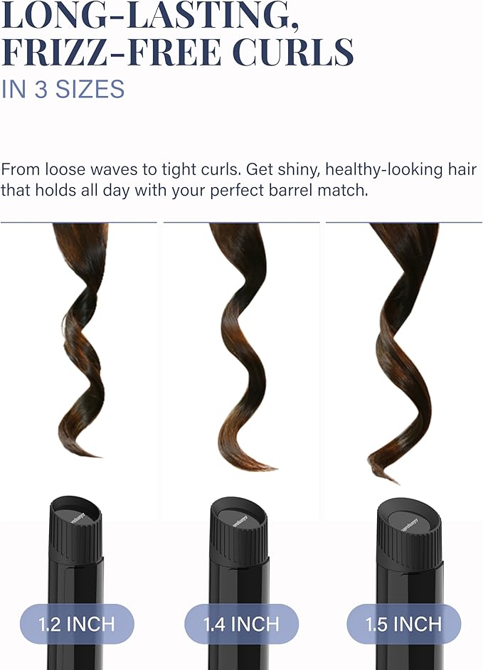 GLAMPALM Professional Curling Iron 1.4" - Long Barrel Ceramic Hair Curler for Women, Korea's No.1 Salon Hot Tool, 5 Temps & 30s Heat-up, 3D Swivel Cord & Dual Voltage, Black (GP628) (1.4")