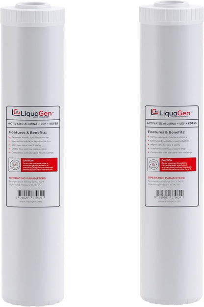 LiquaGen Activated Alumina + Carbon + KDF-55 Replacement Water Filter Cartridge by LiquaGen