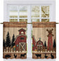 Brown Farmhouse Kitchen Curtains, Vintage Country Animals Wooden Grain Light by Unknown