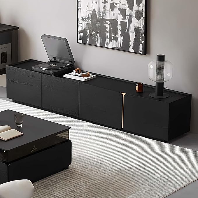 VAFON 78.7" Modern TV Stand Entertainment Center - Black Wood Media Console Cabinet with Storage, Contemporary Living Room Furniture for TVs Up to 85"