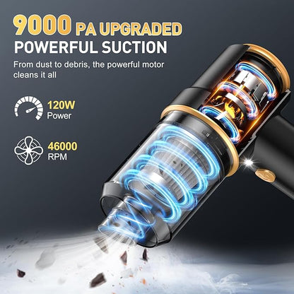 KMM Handheld Car Vacuum Cleaner, 9000PA Vacuum Cleaner & Air Duster, 120W High - Image 3