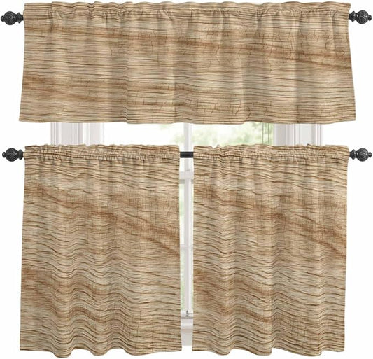 Kitchen Curtains Tiers and Valance Set of 3, Country Farmhouse Light Filtering by Anzona