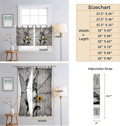 Funny Farm Animals Living Room Curtains 96 Inch Length, Window Curtains Tab Top - Image 8