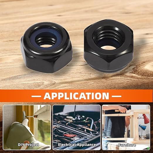 MewuDecor 5/16-18 Nylon Insert Hex Lock Nuts Locknuts, 304 Stainless Steel 18-8, Black Oxide, 25 PCS