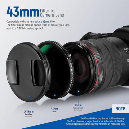 NEEWER 2 in 1 43mm Variable ND Filter ND2–ND32&CPL Filter No X Cross/30 Layer - Image 9