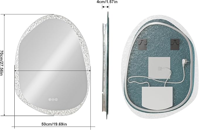 LUVODI Lighted LED Bathroom Mirror: 28”x20”Irregular Stone Pattern Frosted Wall - Image 5