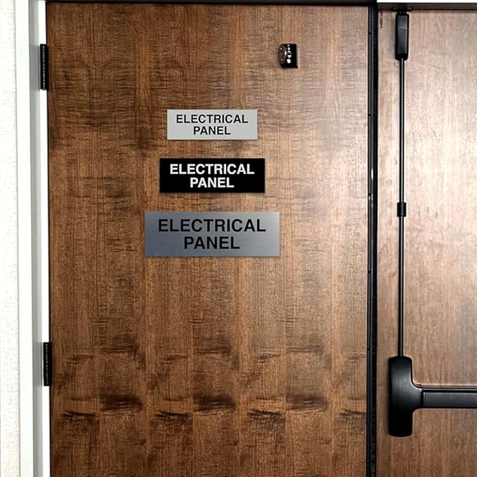All Quality Basic Electrical Panel Sign - Fire Regulation Safety Compliance Sign - Ivory/Dark Brown - Small (1 Pack)