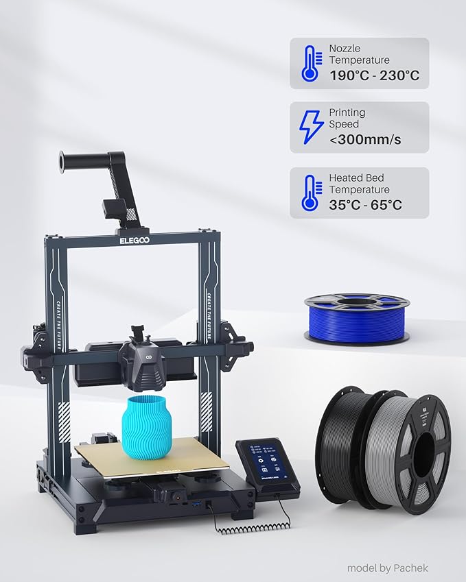 ELEGOO PLA Filament 1.75mm White 1KG, 3D Printer Filament Dimensional Accuracy +/- 0.02mm, 1kg Spool(2.2lbs) Fit Most FDM 3D Printers