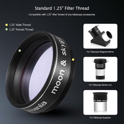 Astromania Telescope Moon Filter 1.25 Inch, Moon Skyglow Filter Reduces Moon - Image 4