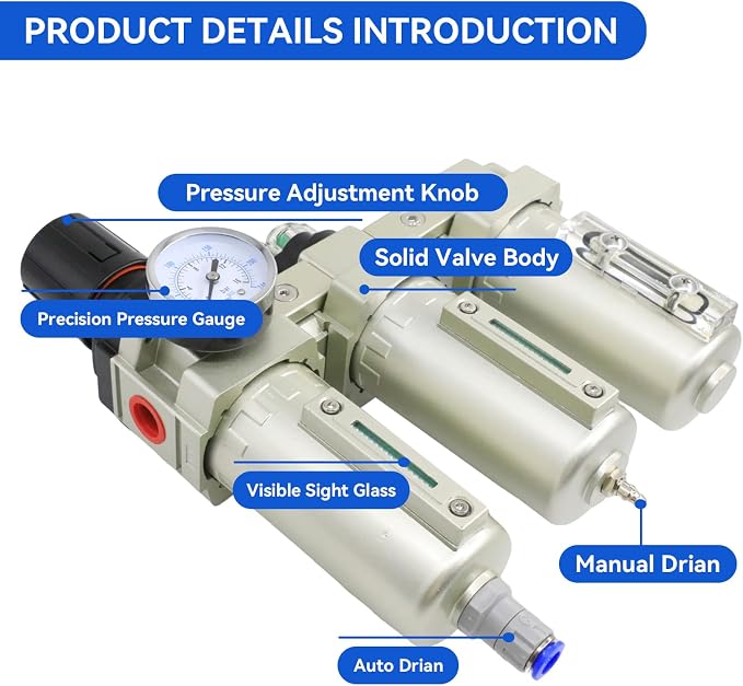 3/4" NPT Industrial Grade 3 Stage Air Drying System, Air Compressor Water - Image 4