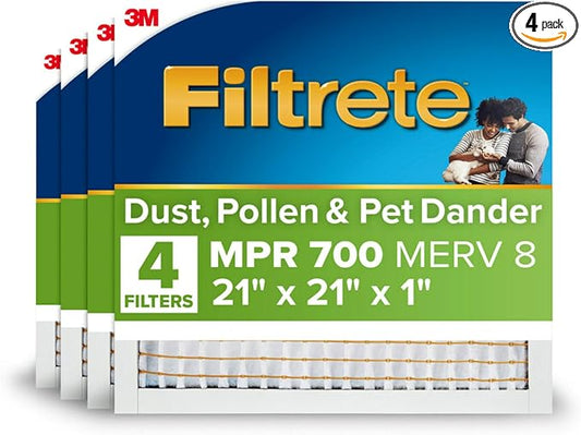 Filtrete 21x21x1 AC Furnace Air Filter, MPR 700, MERV 8, Tough on Pollen by Filtrete