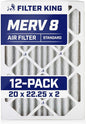 Filter King 20x22.25x2 Air Filter | 12-PACK | MERV 8 HVAC Pleated A/C Furnace by FilterKing