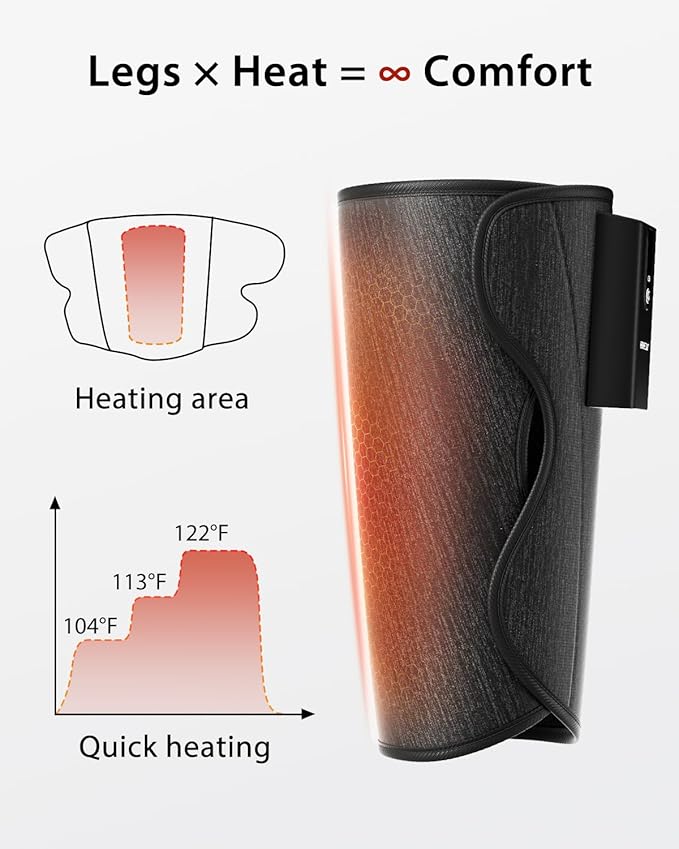 CINCOM Leg Massager with Heat and Air Compression, Cordless Calf Massager for Circulation and Pain Relief, Rechargeable Leg Compression for Edema Relief