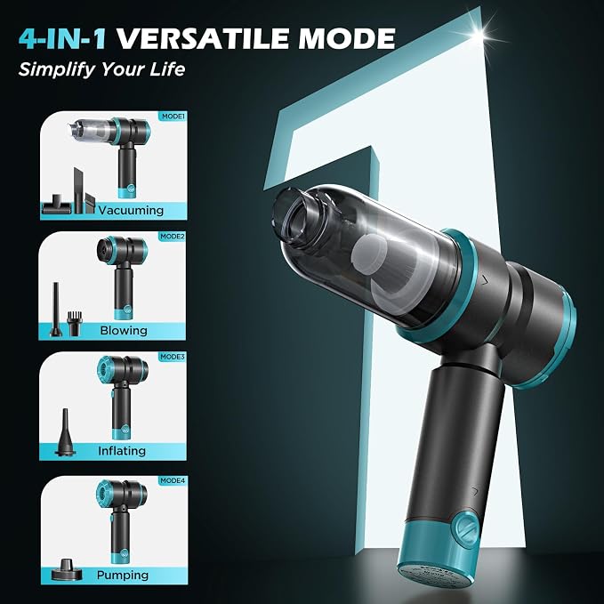 Handheld Car Vacuum with 15000PA Power, 4 in 1 Powerful Cordless Vacuum Cleaner - Image 3