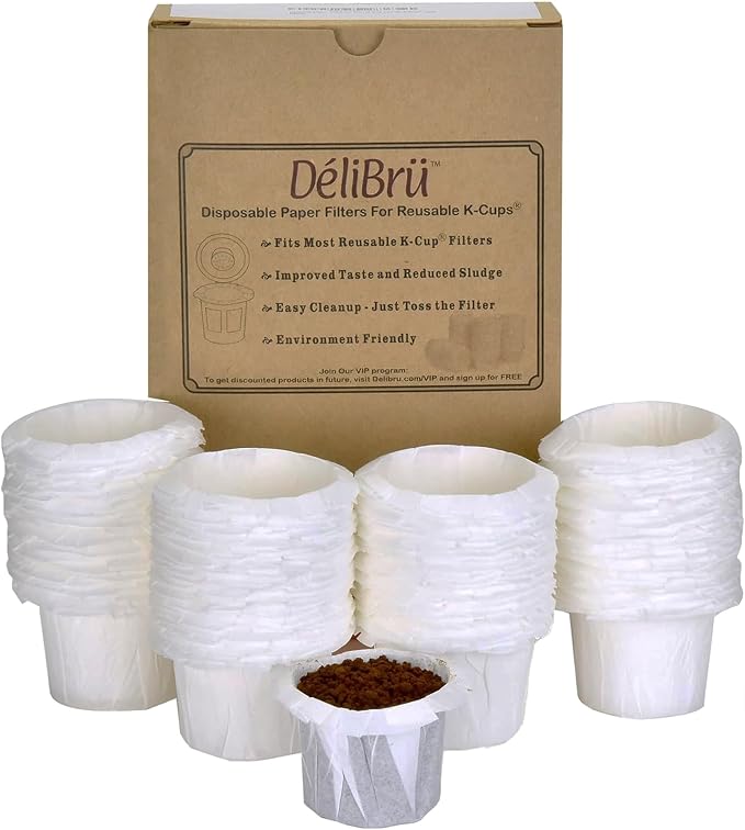 Delibru K Cup Disposable Paper Filters 300 Pack Fits by Delibru