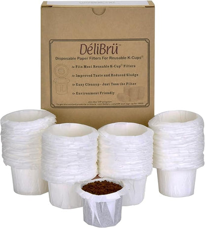 Delibru K Cup Disposable Paper Filters 300 Pack Fits by Delibru
