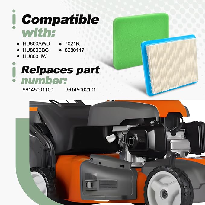 Air Filter with Cover Kit Compatible with Husqvarna HU800AWD HU800BBC HU800HW - Image 2