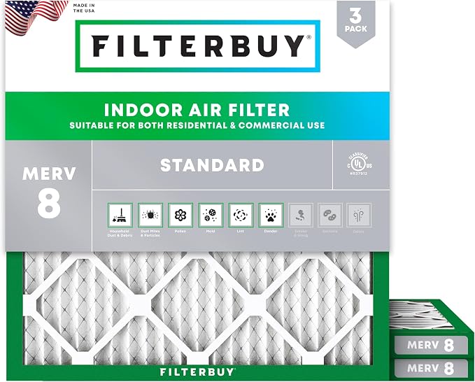 Filterbuy 30x30x1 Air Filter MERV 8 Essential Dust & Allergy Defense, by Filterbuy