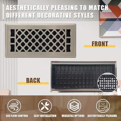 Floor Register AC Vents Brushed Nickel Color 4x10 Inch Air Vents Floor Vents - Image 2