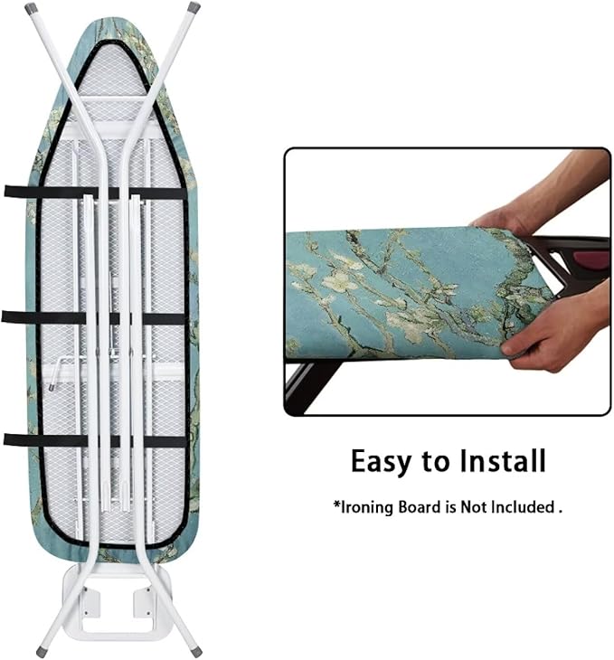 ZCFYGDX William Morris Prints Ironing Board Cover 3 Nylon Buckle Fastening Easy to Install Iron Decor Covers Standard with Elastic Edge Scorch Resistant Protective Covers for Iron Board 15x48 Inch