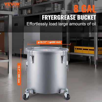 VEVOR Fryer Grease Bucket, 8 Gal Oil Disposal Caddy - Image 2