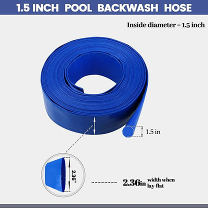 1 1/2 IN x 100 FT Pool Backwash Hose, Heavy Duty Flat Discharge Hose, Weather - Image 3