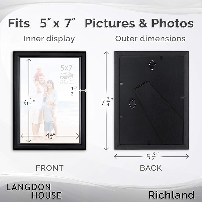 Langdon House 5x7 Picture Frames Set Distinguished Edging - Image 2